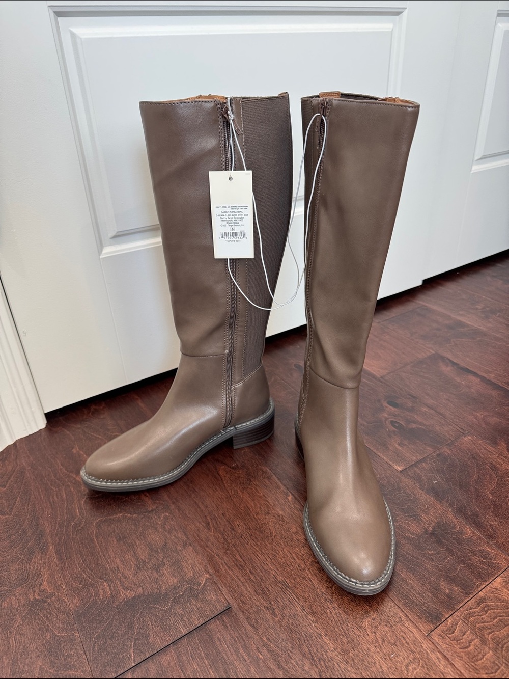 NEW A New Day Taupe Vegan Leather Boots Fall Transition Knee High, size 6 - Picture 3 of 8